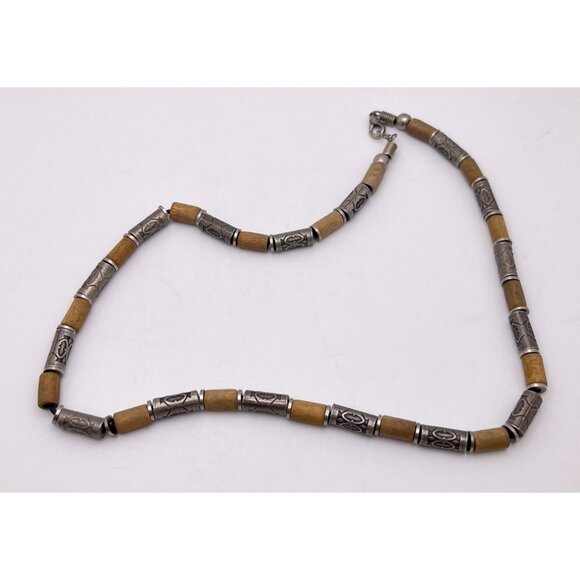 Vintage Beaded Necklace Tribal Design Beach Boho Surfer Hippie Unisex Jewelry - Picture 2 of 6